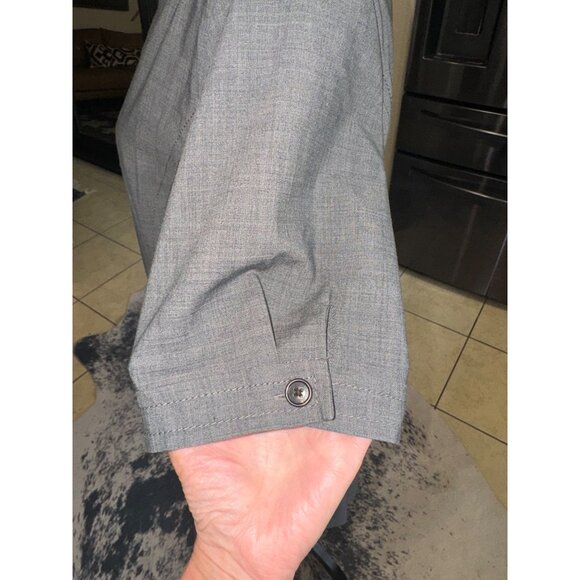 Lands End Gray Short Sleeve Sheath Modest Dress 12 Wool Blend Lined Minimalist - Picture 11 of 11